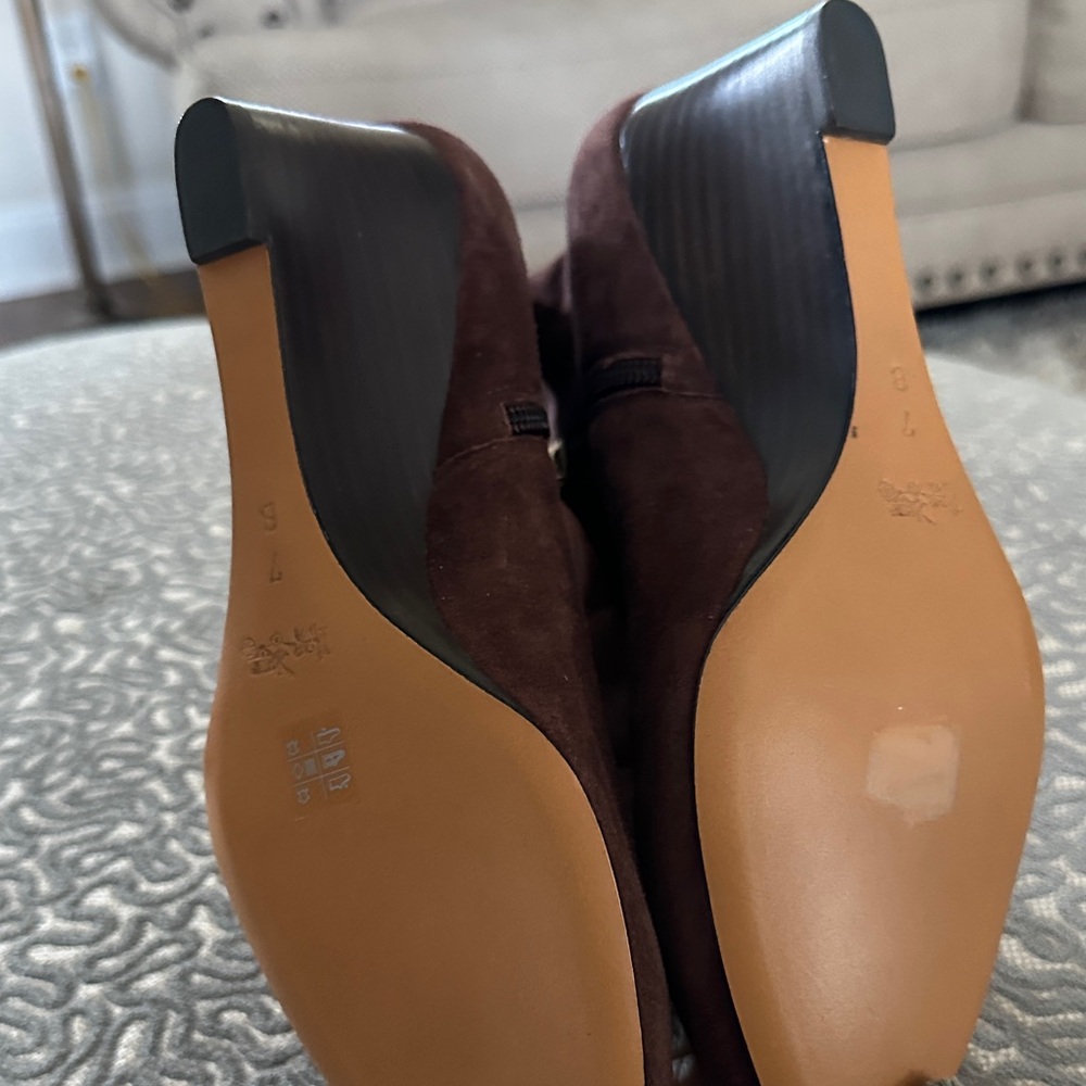 Coach Maya Suede Polished Calf Ankle Wedge Boots Brown Size 7. NWOT - Picture 5 of 12